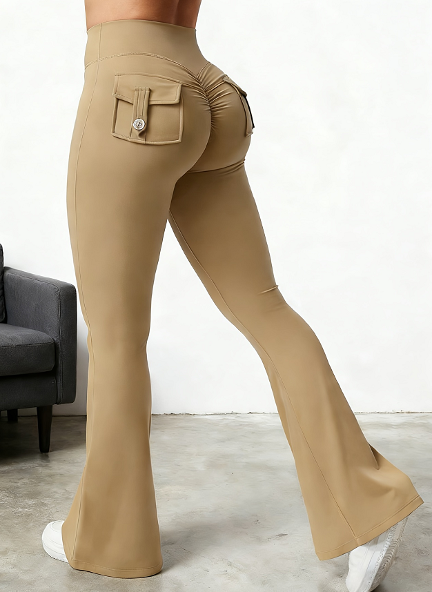 Legging flare à poches kaki