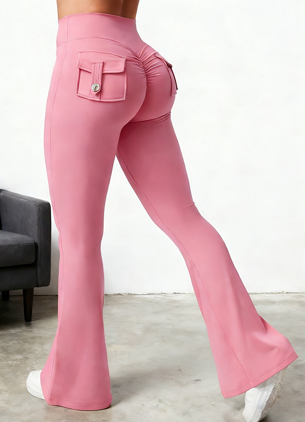 Legging flare à poches rose