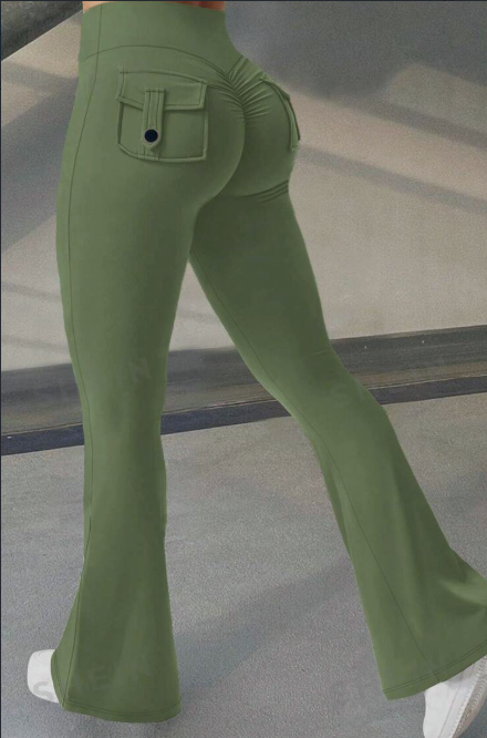 Legging flare à poches vert