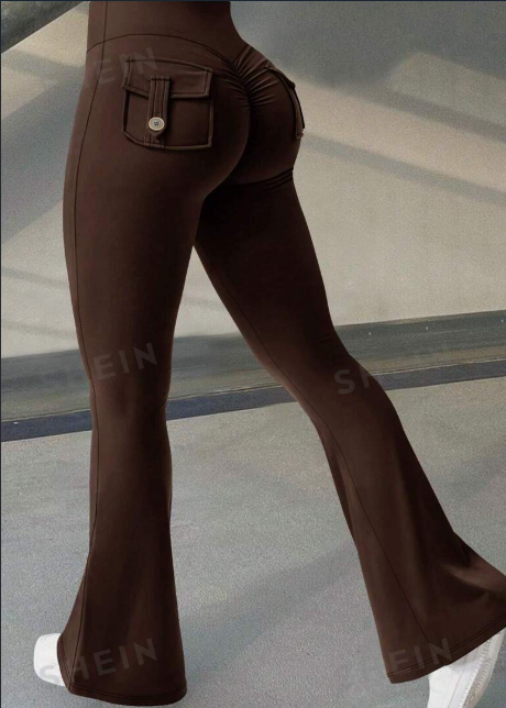 Legging flare à poches marron